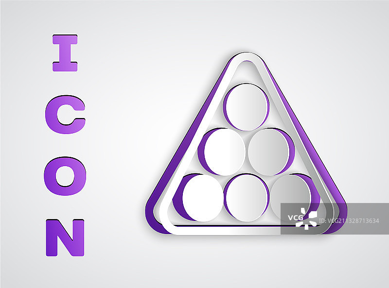 纸剪风格的球杆和三角球架图标图片素材