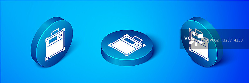 蓝色背景上的2.5D吉他放大器图标图片素材