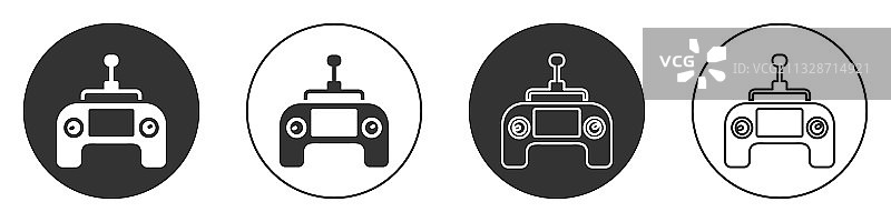 黑色无人机无线电遥控发射器图标图片素材