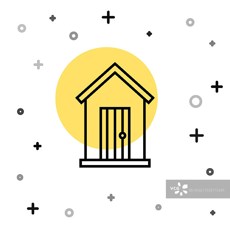 白色背景上的黑色线条农舍图标图片素材