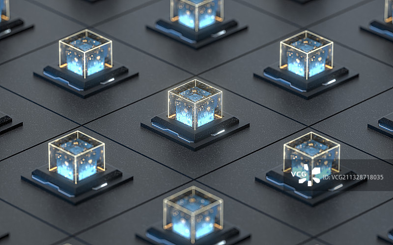 发光的科技芯片 3D渲染图片素材