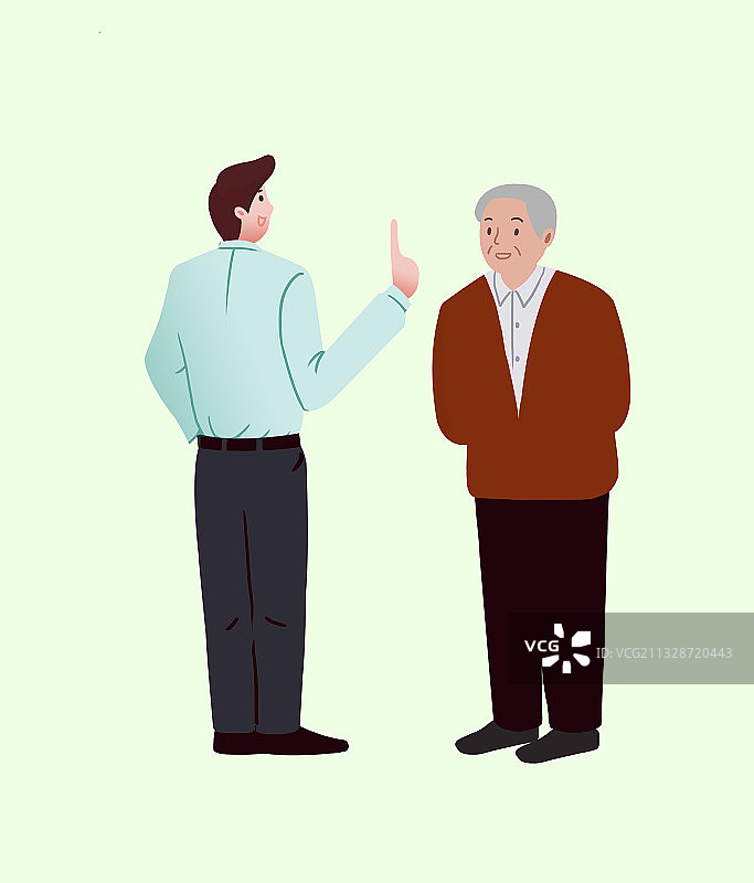 年轻人父子交流谈话亲情关系说话插画图片素材