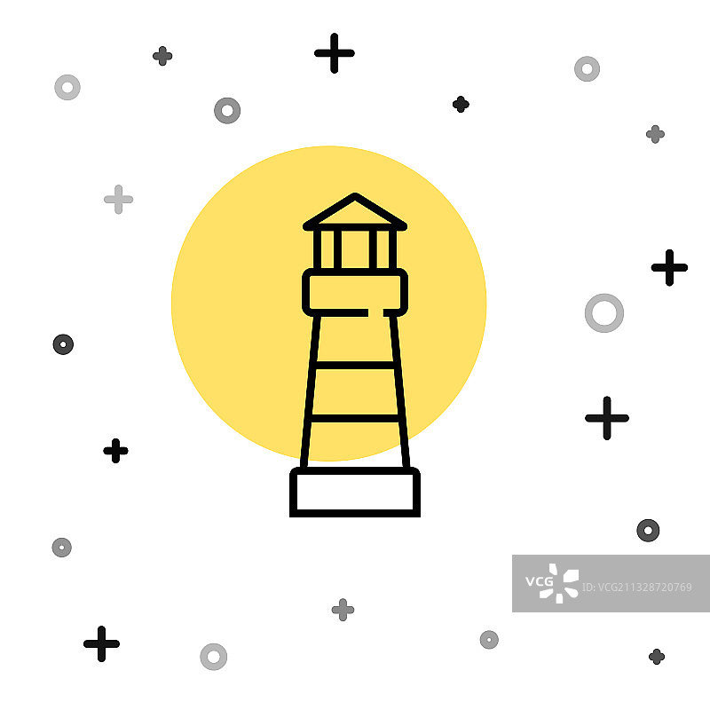 白色背景上的黑色灯塔图标图片素材