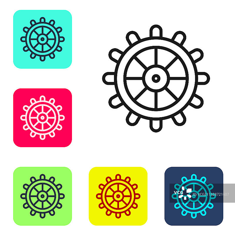 黑色线条船舵图标隔离图片素材