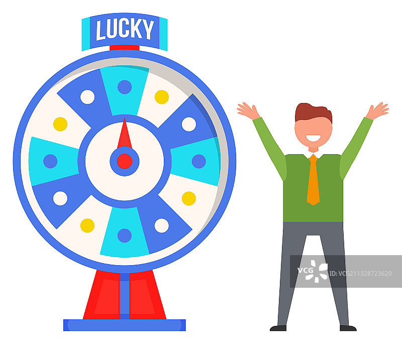 男人玩风险幸运转盘图片素材