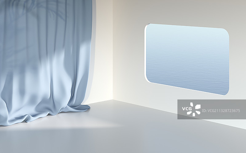 空房间的室内角落 3D渲染图片素材