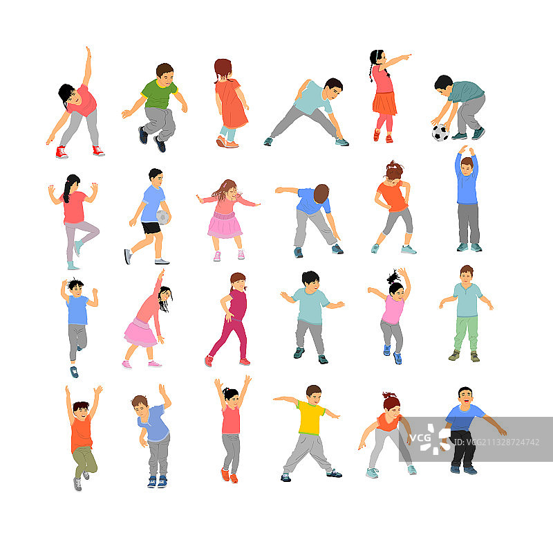 快乐的孩子们锻炼图片素材