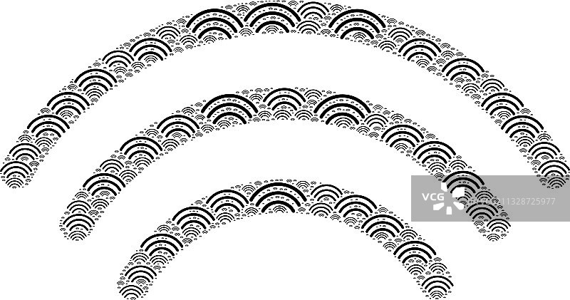 Wi-Fi波浪图标递归拼贴图片素材