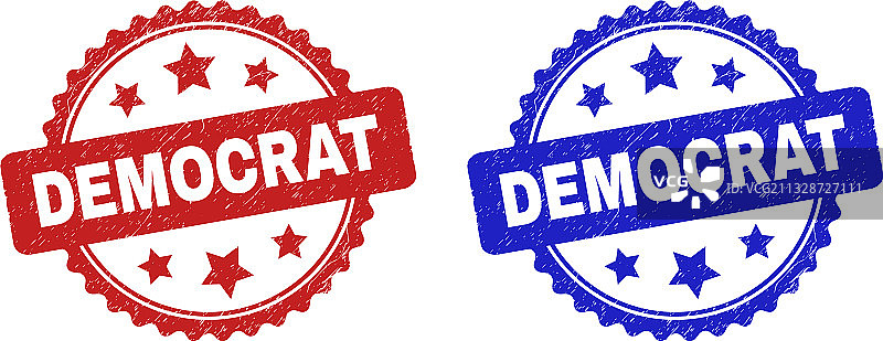 使用不洁风格的民主党花环图章图片素材