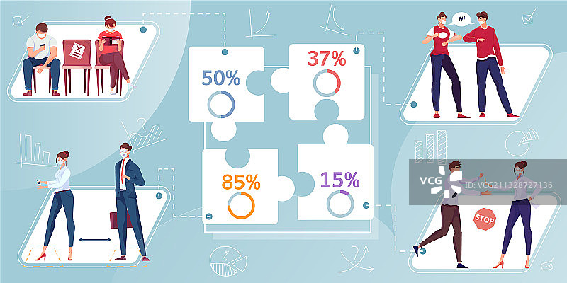 社交距离扁平化信息图图片素材