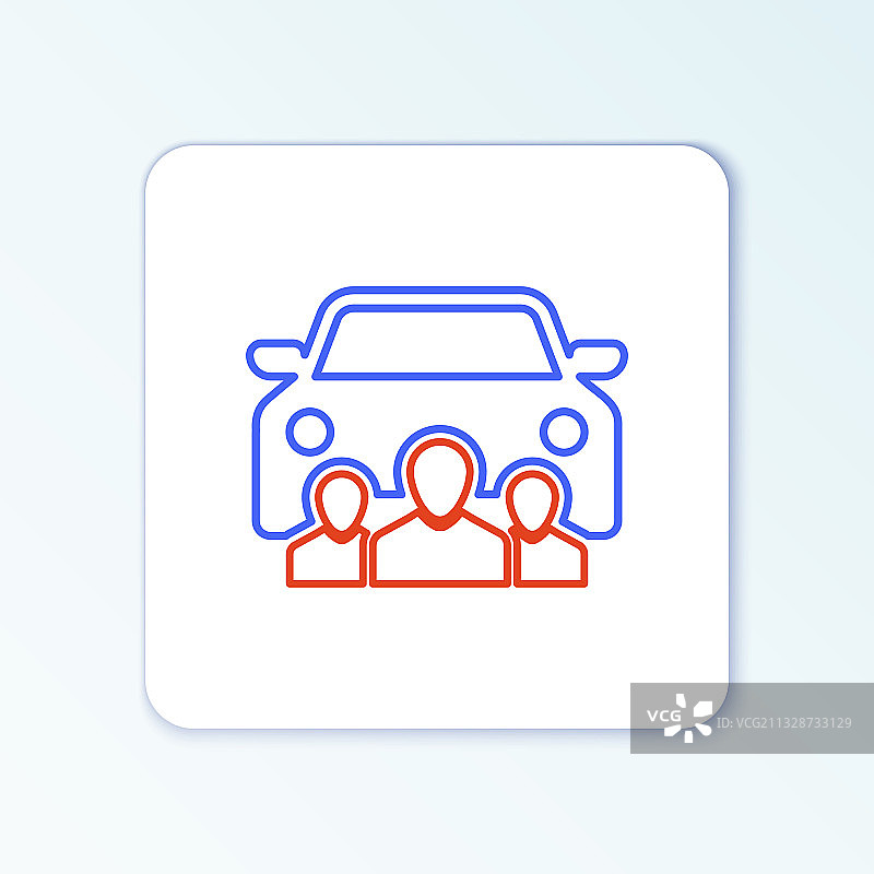带人群组的汽车共享线条图标图片素材
