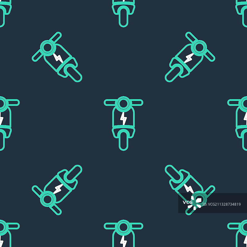 隔离的线条电动滑板车图标无缝图片素材