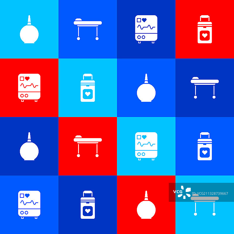 灌肠担架心电图监护仪组合图片素材