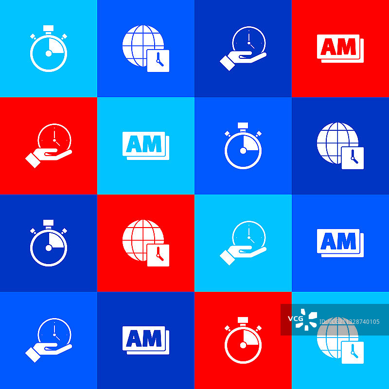 秒表世界时间时钟图标套装图片素材