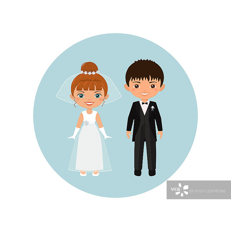 可爱的Q版婚礼情侣图片素材