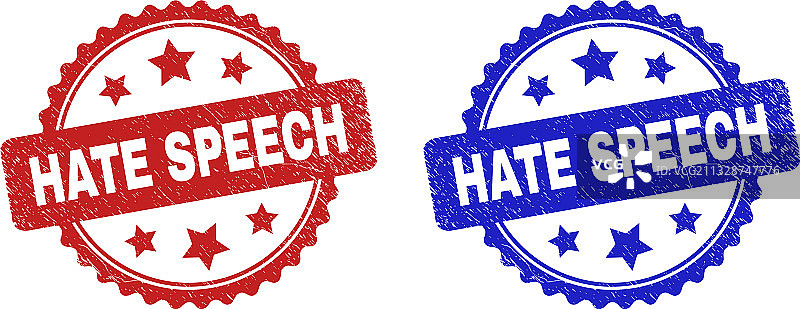 使用划痕的仇恨言论花环邮票印章图片素材