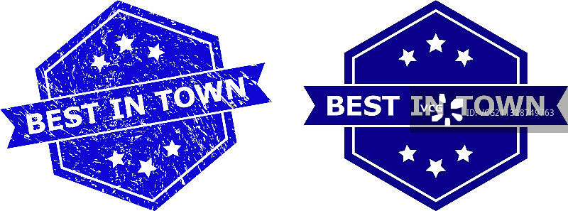 带污渍表面的六边形最佳城镇封条图片素材