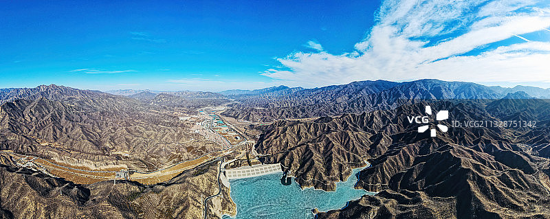 航拍 北京门头沟 斋堂水库 冬天 结冰图片素材