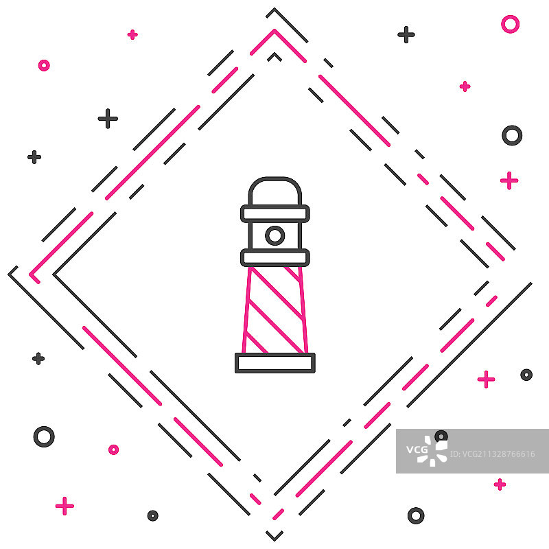 白色背景上的灯塔线条图标图片素材