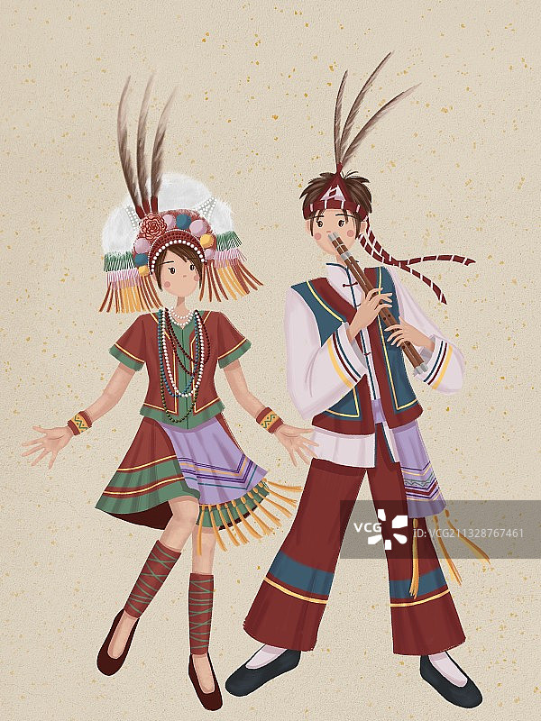 高山族姑娘和小伙图片素材