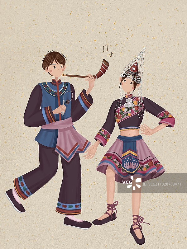 畲族姑娘和小伙图片素材