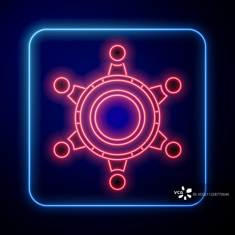 发光的霓虹灯六角星警长图标图片素材