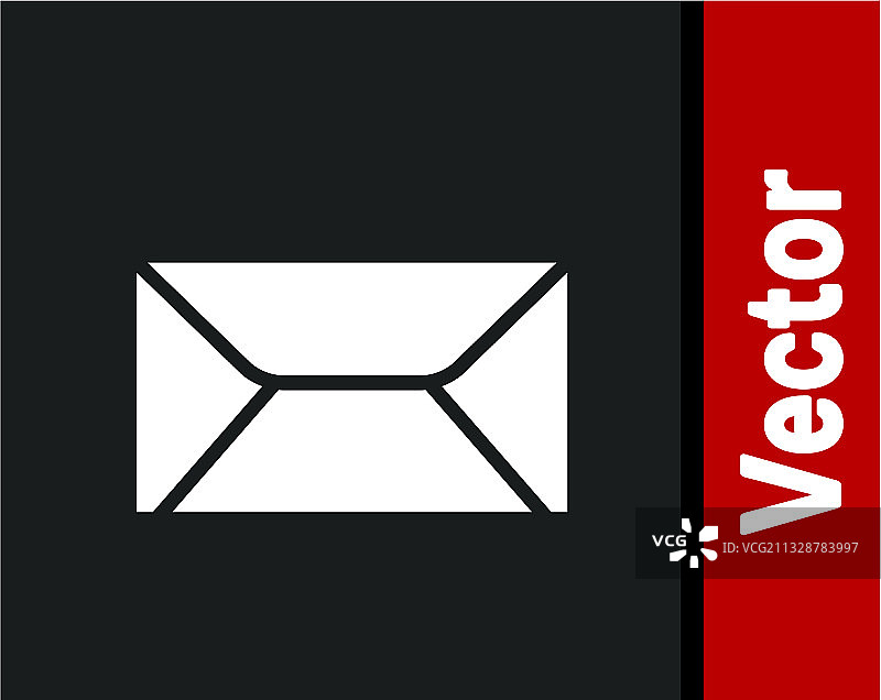 白色信封图标，黑色背景图片素材
