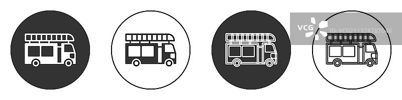 白色背景上的黑色消防车图标图片素材