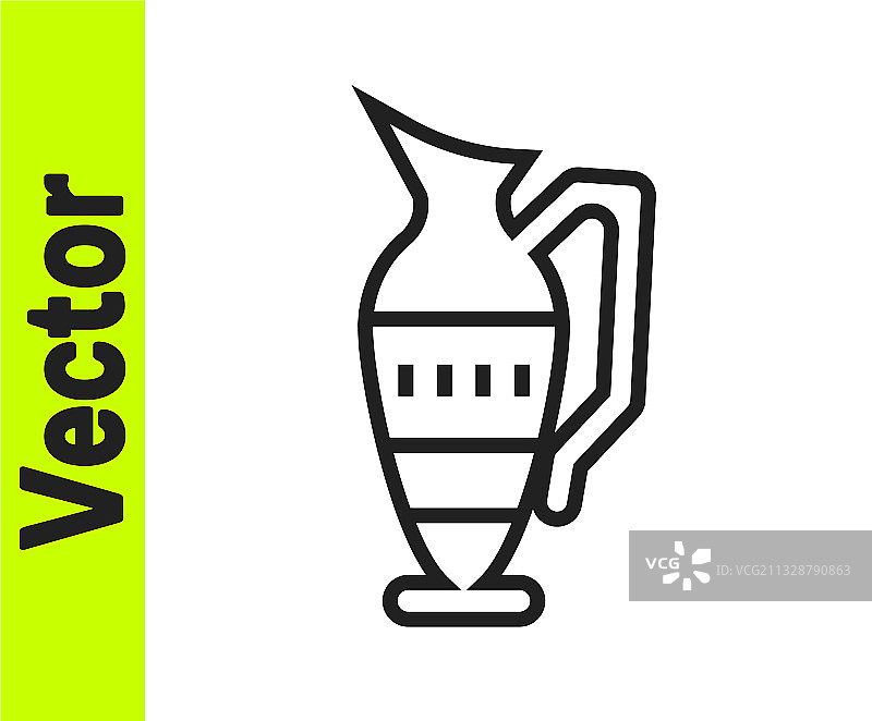 白色背景上的黑色古代双耳瓶图标图片素材