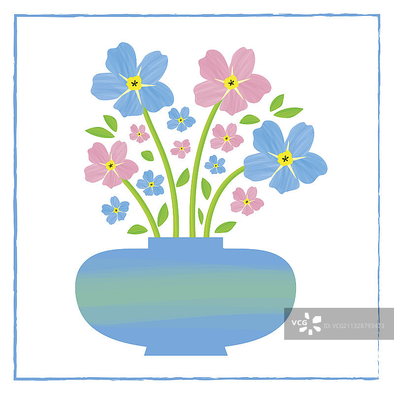 勿忘我花卉隔离花瓶图片素材