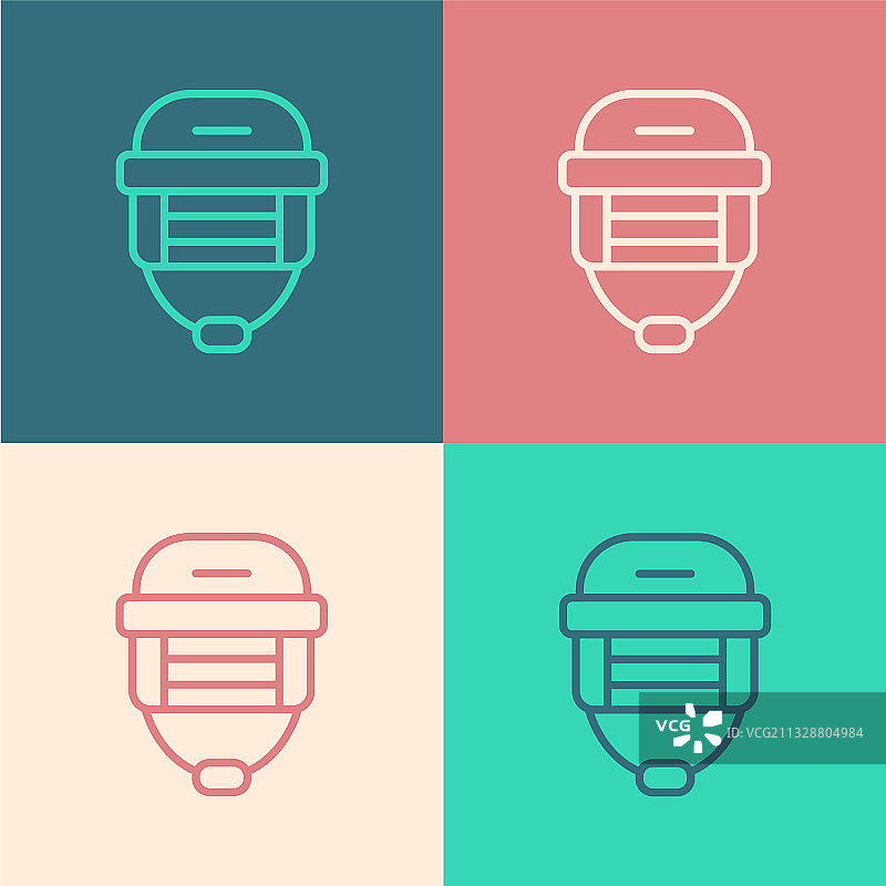 波普艺术风格冰球头盔图标图片素材