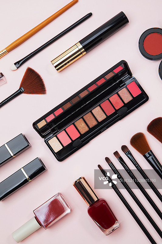 粉色背景,彩妆,明亮的,化妆用品图片素材