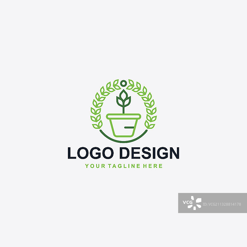 盆栽Logo设计园艺标志图片素材