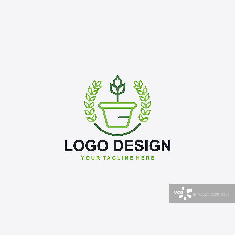 盆栽Logo设计园艺标志图片素材