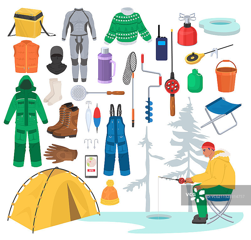 冬季冰钓装备图片素材
