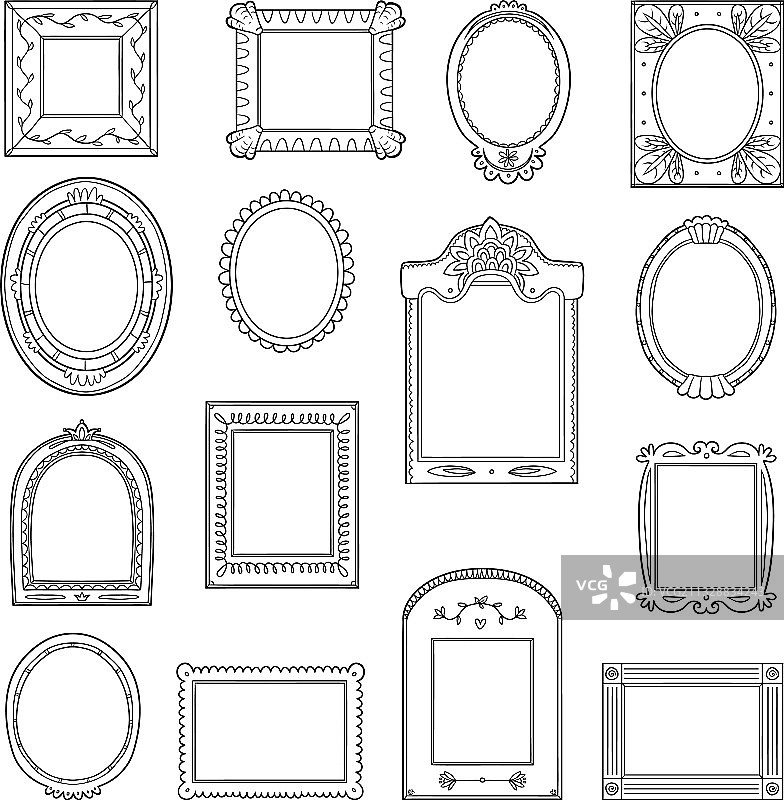 手绘卡通黑白边框图片素材