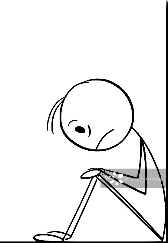 卡通沮丧生病男人图片素材