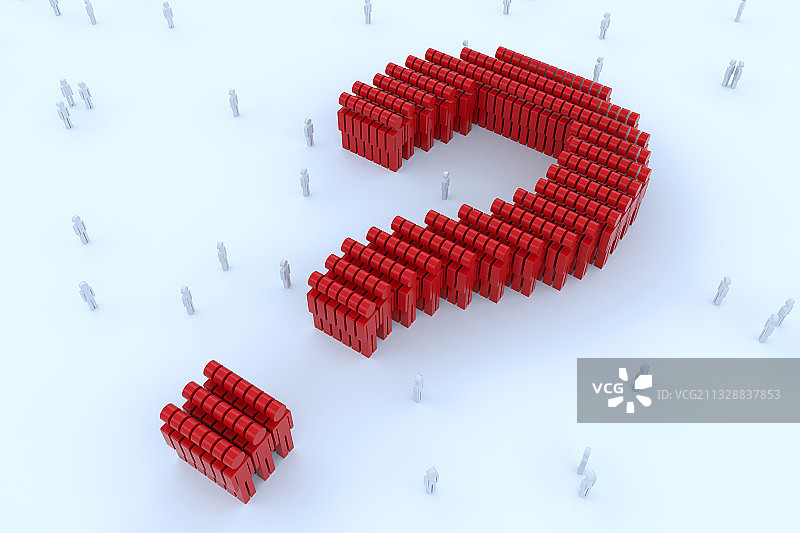 3D人群中得问号图片素材