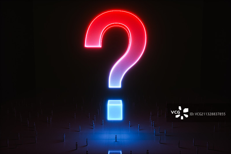 3D人群中得问号图片素材