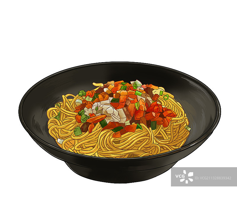 中国传统食物湖北武汉热干面面食食物插画图片素材
