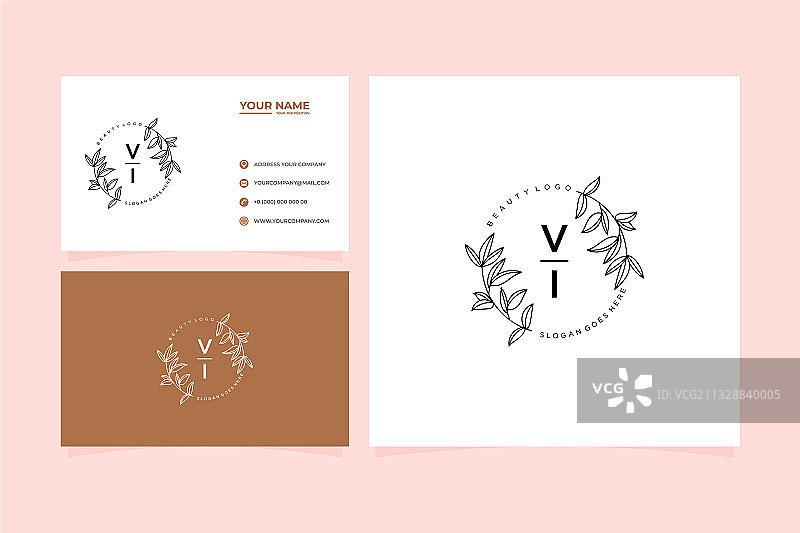 VI字母花卉女性美妆标志图片素材