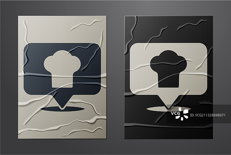 白色厨师帽和定位图标图片素材