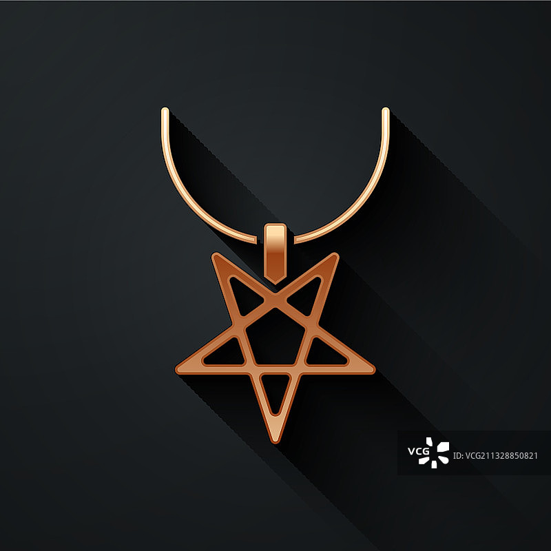 黑色背景上的金色五角星项链图标图片素材