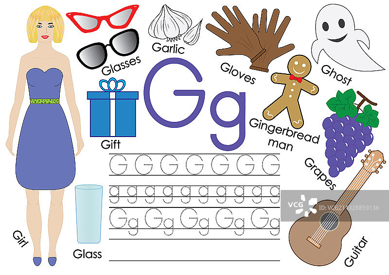字母G英语字母书写练习图片素材