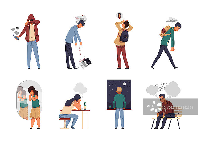 沮丧的青少年卡通人物图片素材