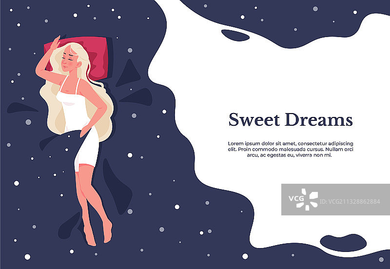 卡通女性在床上休息图片素材