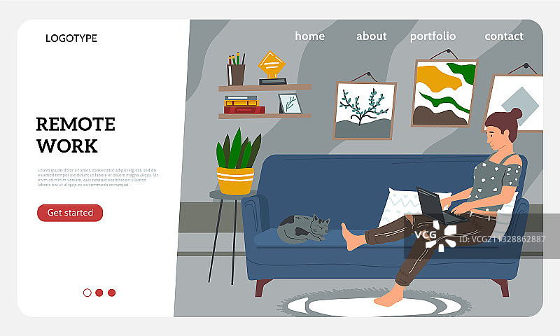 自由职业登录页面卡通女性图片素材