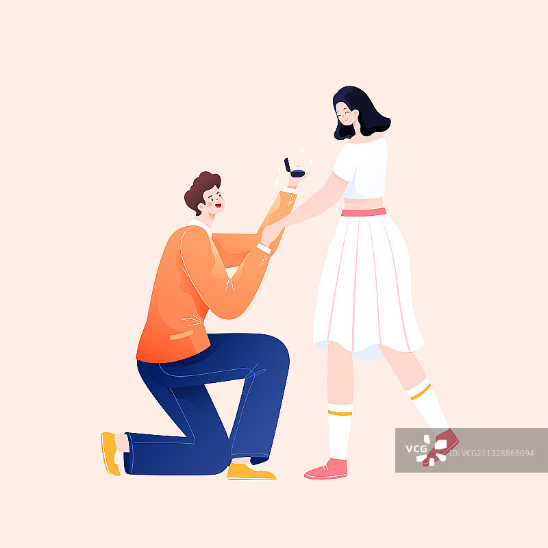 卡通夏季夏天520情人节互联网情侣在一起约会浪漫求婚矢量插画图片素材