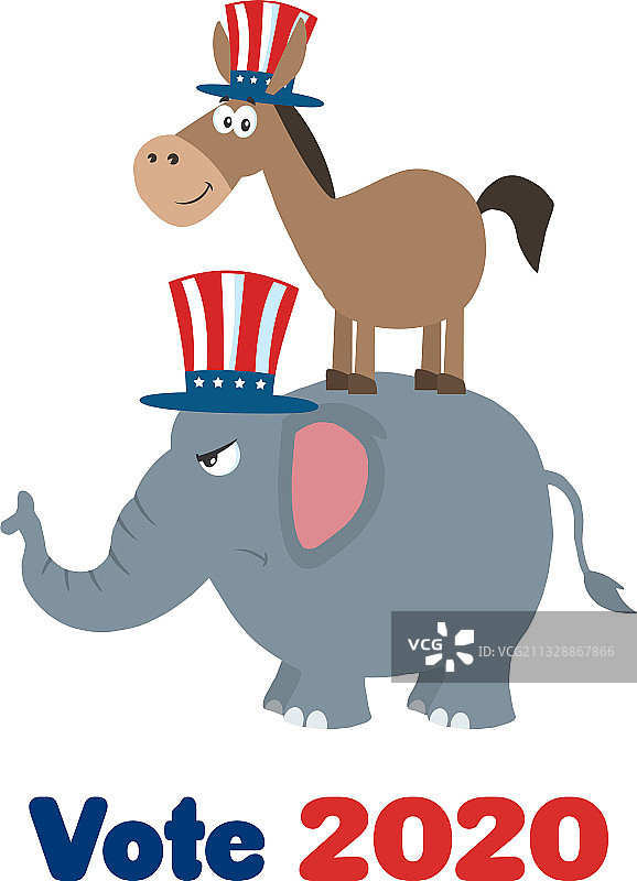 微笑的驴子与愤怒的大象图片素材