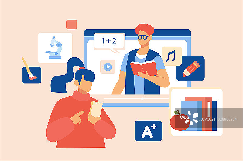 女学生浏览手机上丰富的在线教育资源图片素材